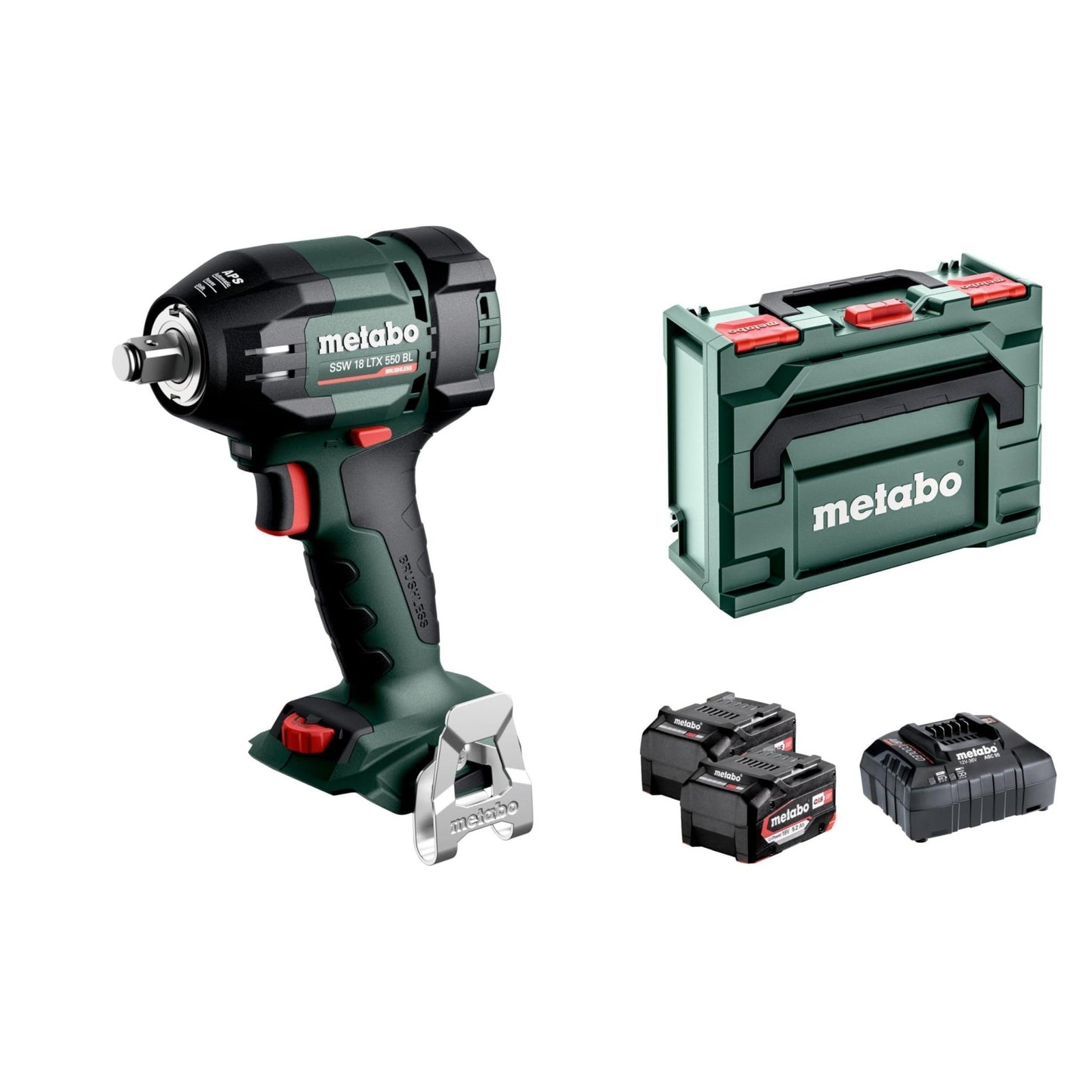 Metabo 602404650 - Llave de impacto de batería SSW 18 LTX 550 BL, 550 Nm, 2x5,2 Ah, metaBOX - Ferrotecnia