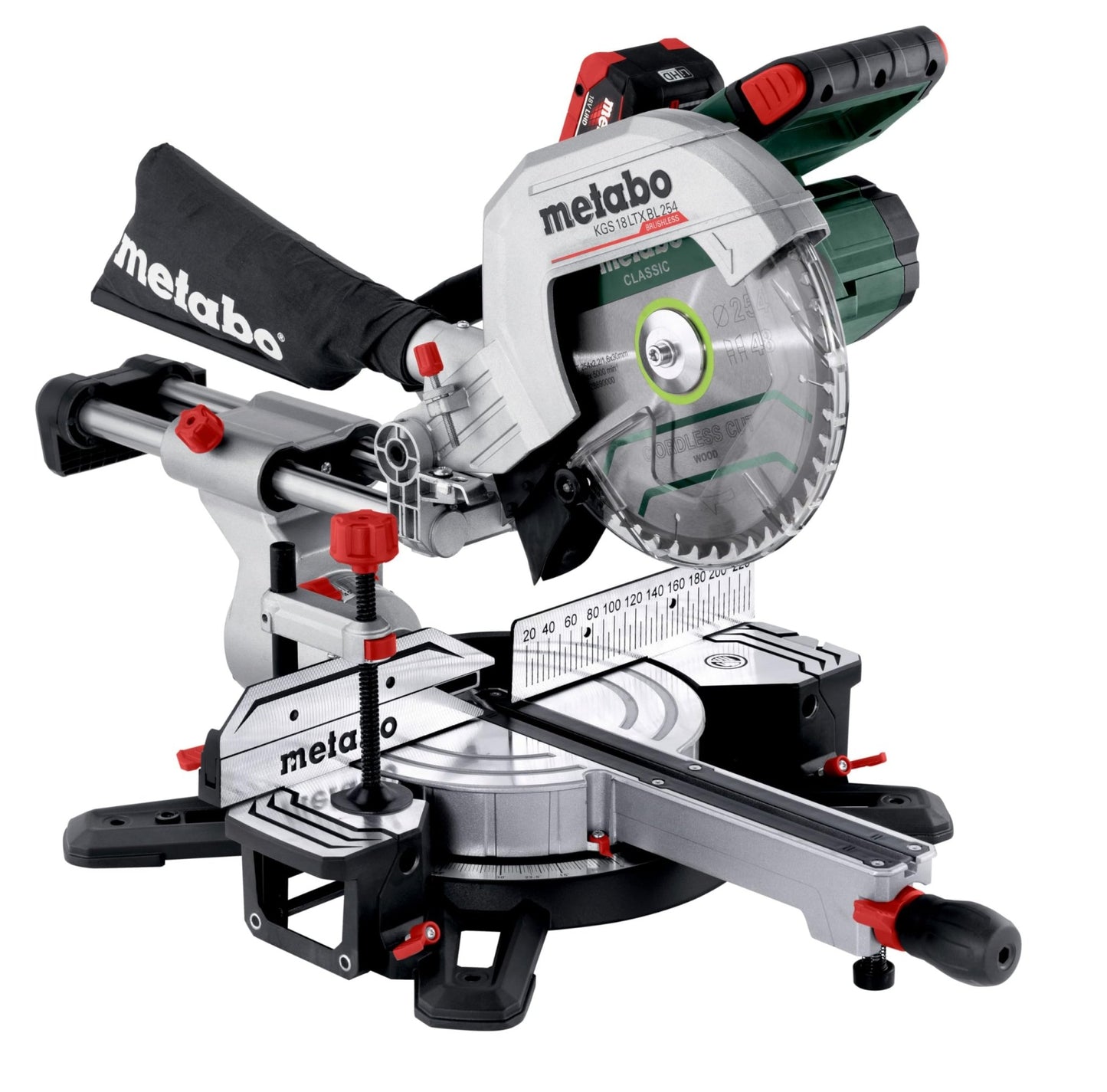 Metabo 614254810 - Ingletadora de batería KGS 18 LTX BL 254, 18 V, 2x8,0 Ah LiHD