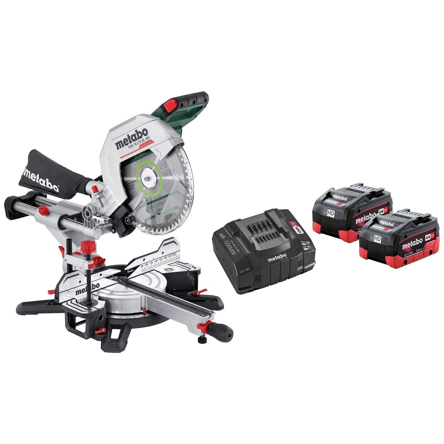 Metabo 614305810 - Ingletadora de batería KGS 18 LTX BL 305, 18 V, 2x8,0 Ah LiHD - Ferrotecnia