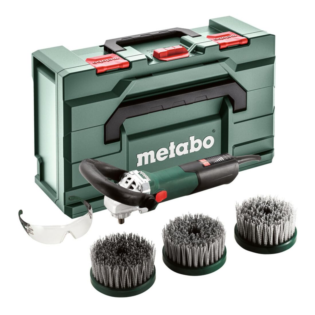 Metabo 615250500 - Pulidora angular PE 15-25 Set 1500 W, 3 cepillos de disco, metaBOX 165 L