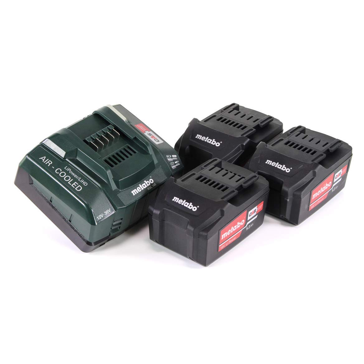 Metabo 685048000 - Set de 3 baterías Li-Power 18 V 5,2 Ah y cargador ASC 30-36