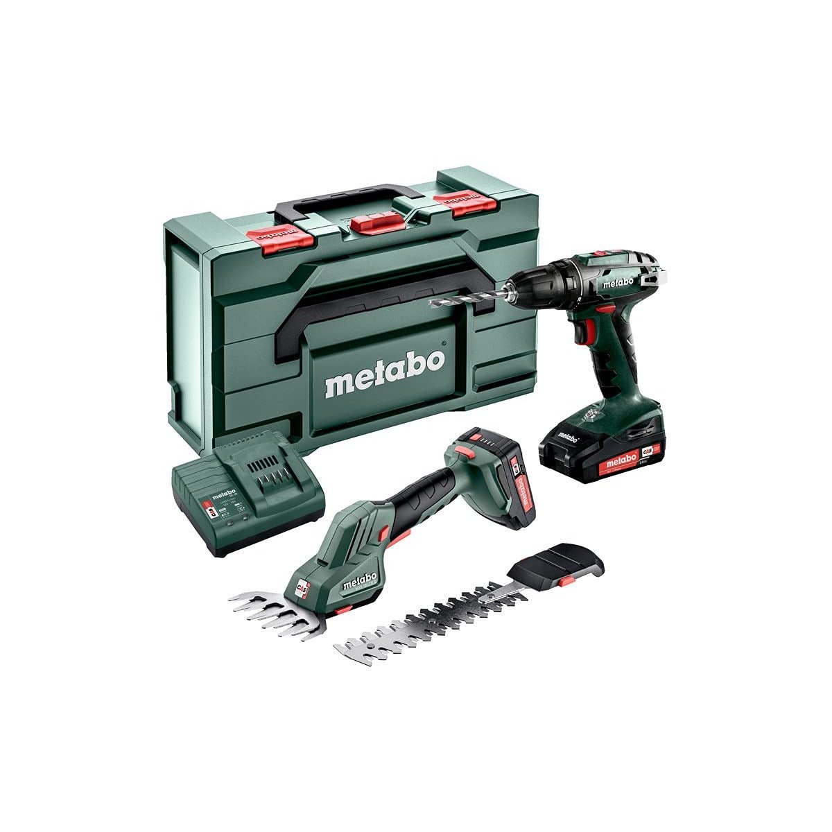Metabo 685186000 - Set combinado 2.2.5 18 V: taladro BS 18 y tijera SGS 18 LTX Q, 2x2,0 Ah - Ferrotecnia
