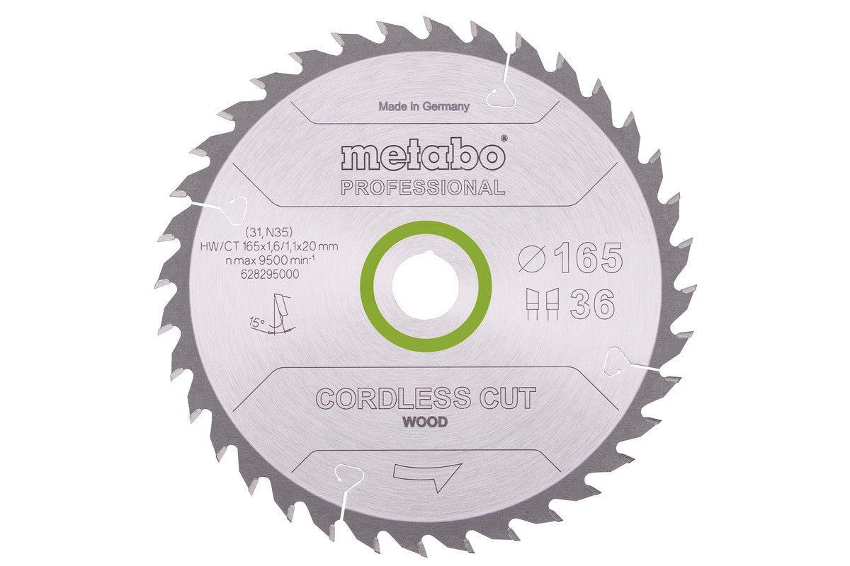 Metabo Hojas para sierras circulares "cordless cut wood", calidad professional, para sierras circulares manuales — 628295000