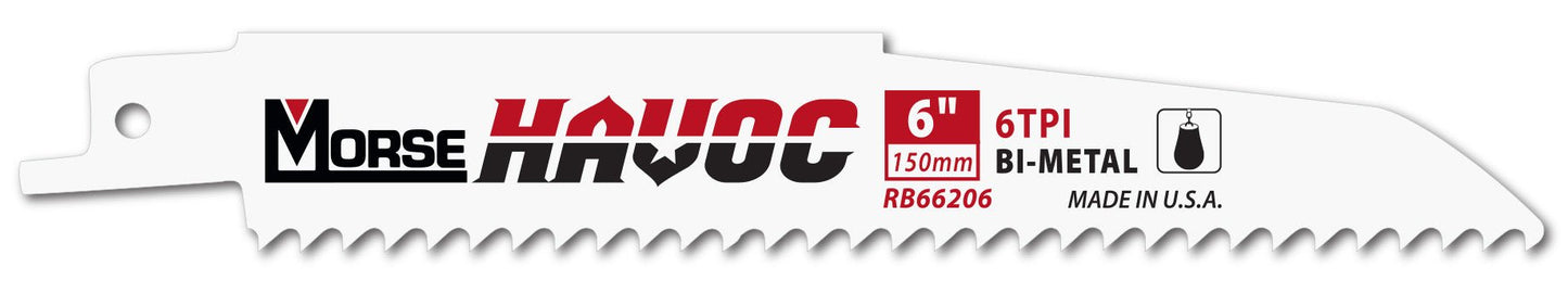 Morse RB66206T03 - Sierra de sable para trabajos de demolición Morse Havoc 152x22x1,6 mm. con 6 DPP (paquete 3 unidades) - Ferrotecnia
