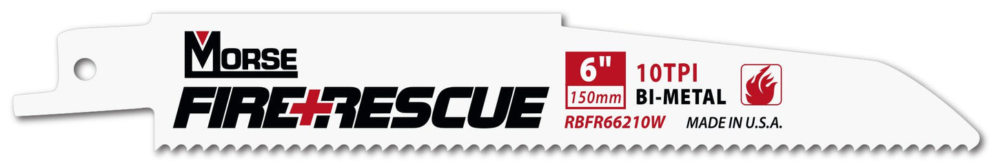 Morse RBFR66214WT03 - Sierra de sable para trabajos de rescate Morse Fire+Rescue 152x22x1,6 mm. con 14 DDP (Paquete 3 unidades) - Ferrotecnia