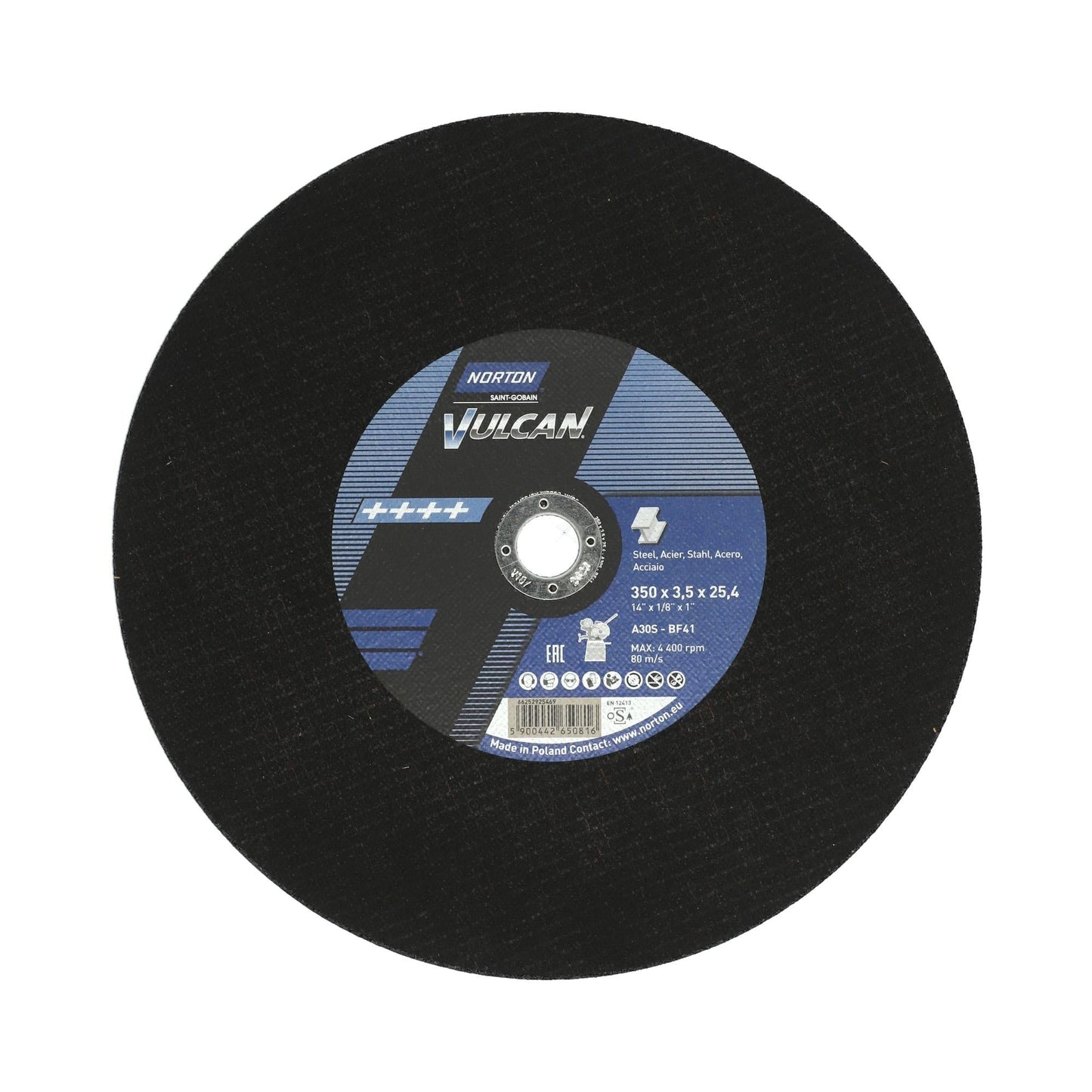 Norton 66252851125 - Disco de corte Vulcan para metal, 350 x 3,5 x 25,4 mm, A30S (Lote de 10 uds)