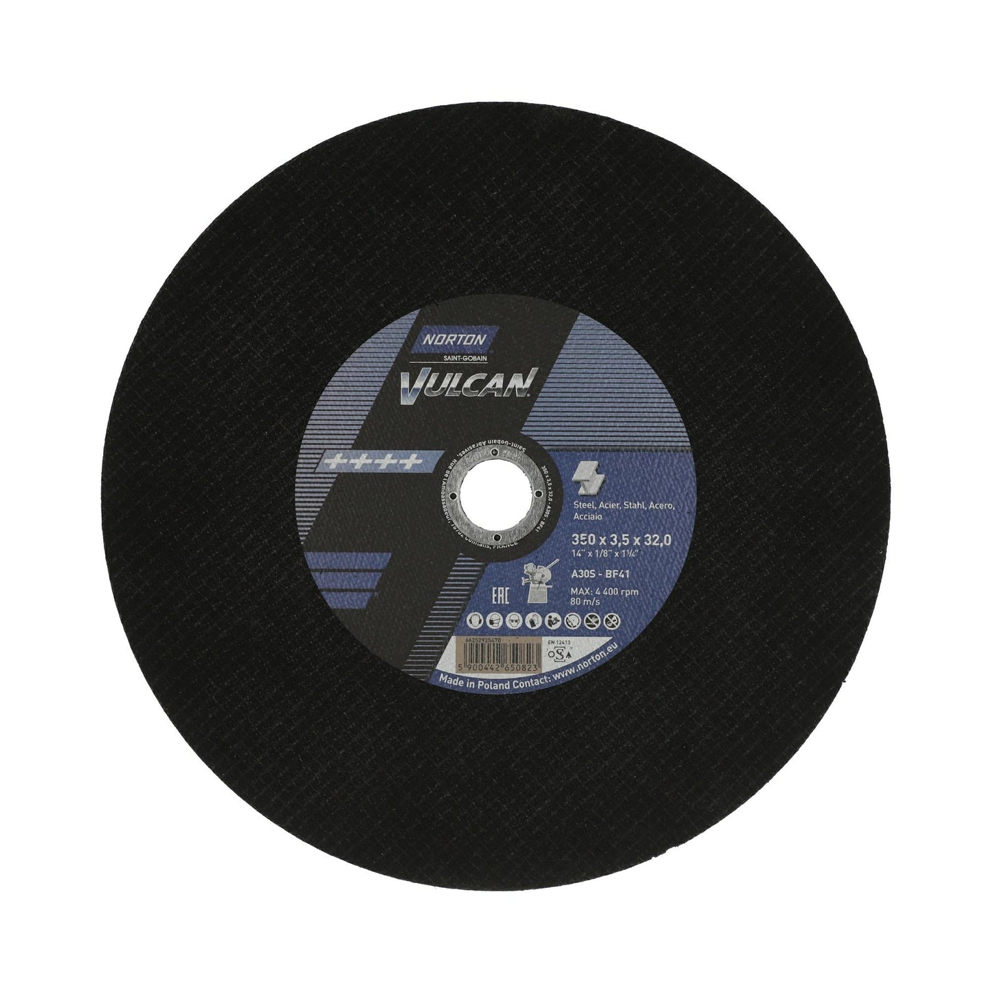Norton 66252851126 - Disco de corte Vulcan para metal, 350 x 3,5 x 32 mm, A30S (Lote de 10 uds)