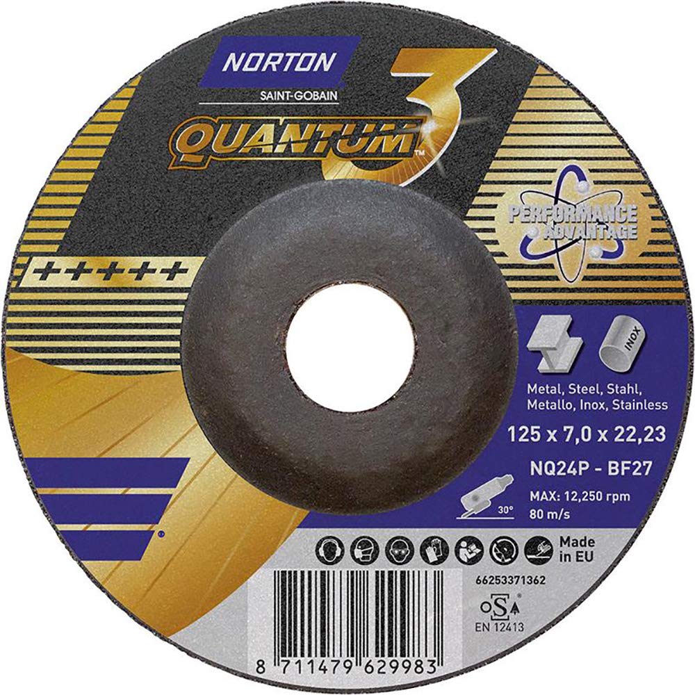 Norton 66253371362 - Disco de desbaste Quantum para metal, 125 x 7 x 22,2 mm
