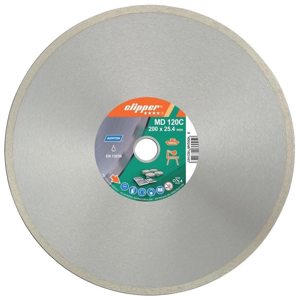 Norton 70184625097 - Disco de diamante Clipper Pro Ceram, borde continuo, 250 x 25,4 mm, segmento 9/1,6 mm