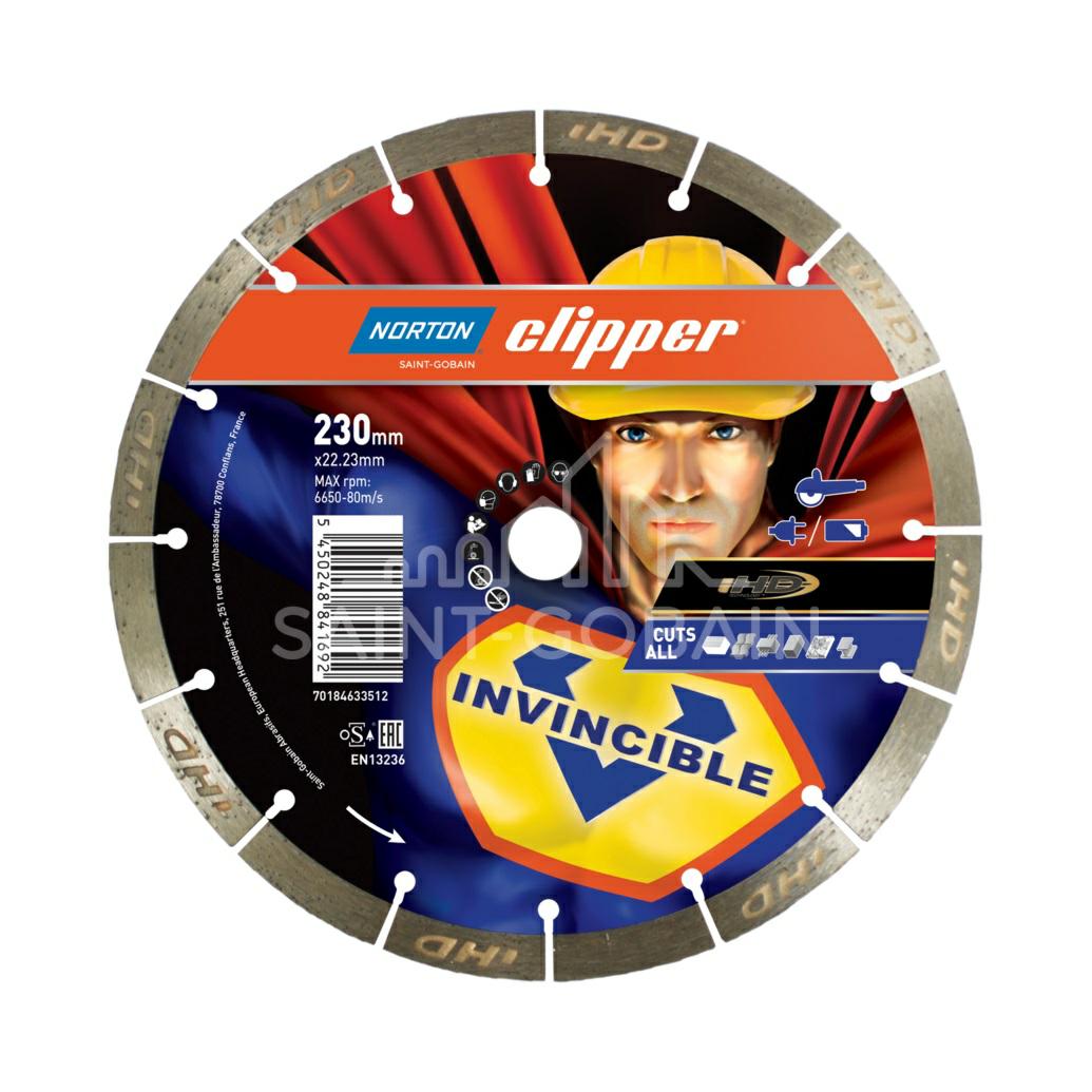 Norton 70184633512 - Disco de diamante Invincible Cuts All, segmentado, 230 x 22,2 mm, segmento 12 mm