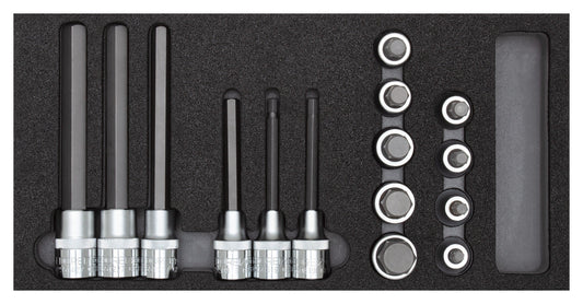 R22150011 - Vasos destornilladores 1/2", en módulo CT 2/6, 15 piezas