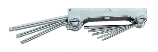 Set of 8 Torx (TX) wrenches T9-T40 in a case