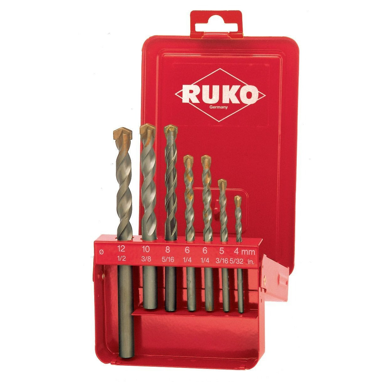 Ruko 205256 - Set of 7 carbide tip percussion drill bits.