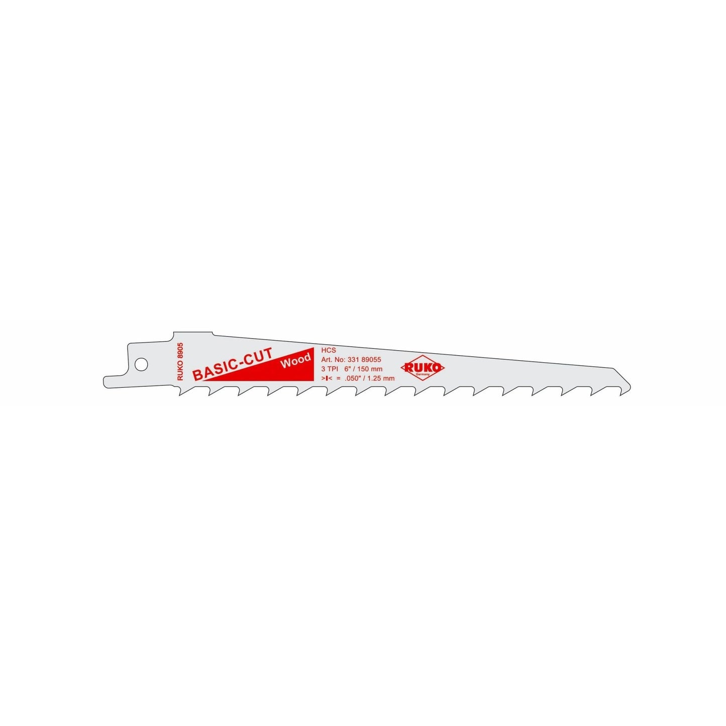 Ruko 33189055 - Lot de 5 scies sabres en acier HCS (Bosch S 617 K) Longueur 150 mm ; Pas 8,5 mm
