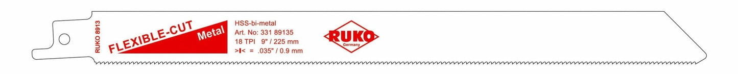 Ruko 33189135 - Pack de 5 sierras de sable acero de corte ultra rápido (Bosch S 122 EF) Largo 225 mm; Paso 1,4 mm - Ferrotecnia