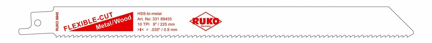 Ruko 33189455 - Pack de 5 sierras de sable acero de corte ultra rápido (Bosch S 1122 HF) Largo 225 mm; Paso 2,5 mm - Ferrotecnia