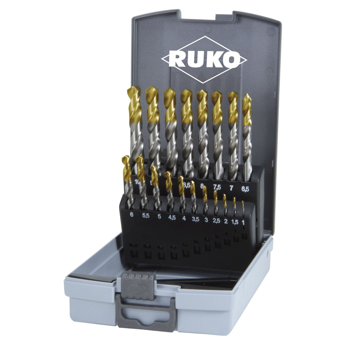 Jeux de forets hélicoïdaux Ruko DIN 338 type N HSS-G avec pointes TiN