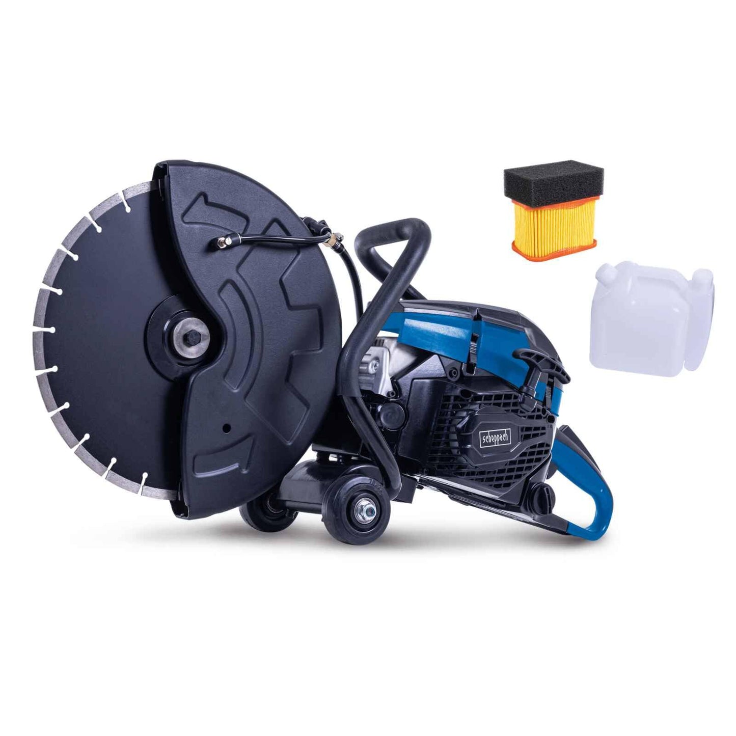 Scheppach 5915201903 - Cortadora de gasolina PTS400, 2,9 kW / 3,95 CV, Disco de diamante de 350 mm, Corte 120 mm