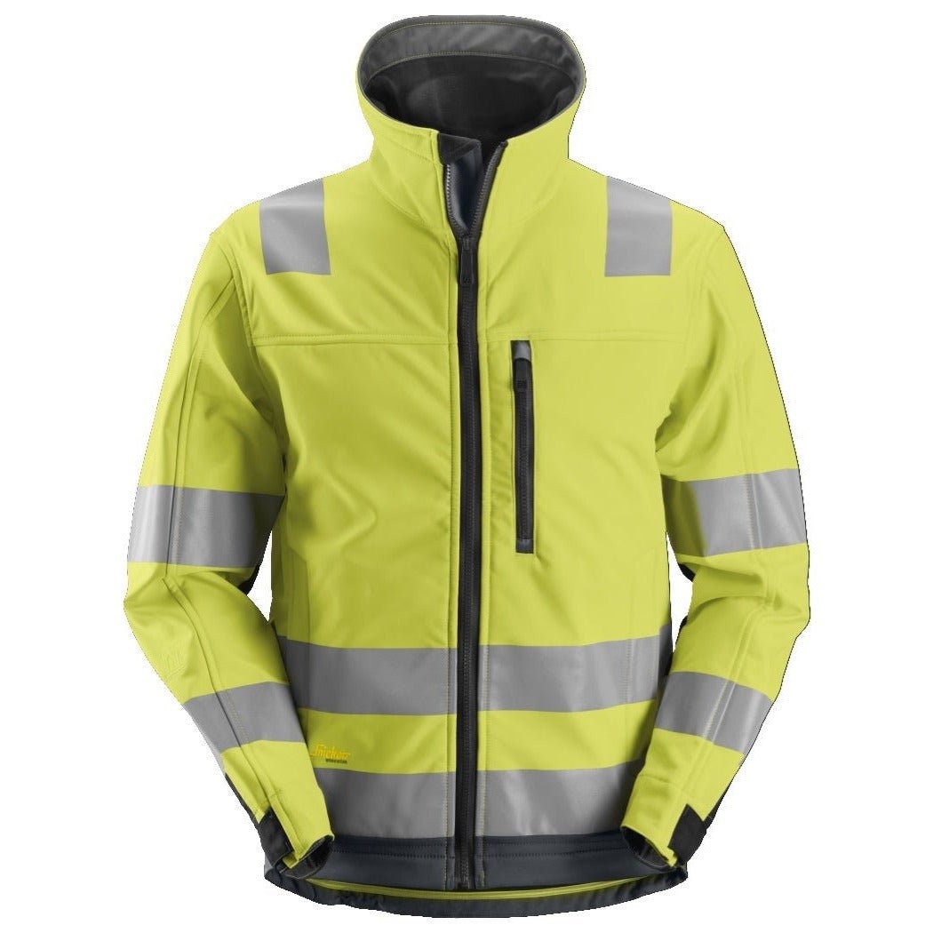 Snickers Workwear - 1230 Chaqueta Softshell de alta visibilidad clase 3 AllroundWork amarillo/ gris acero - Ferrotecnia