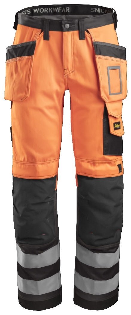 Snickers Workwear - 3233 Pantalón alta visibilidad con bolsillos flotantes clase 2 Naranja / Gris antracita - Ferrotecnia