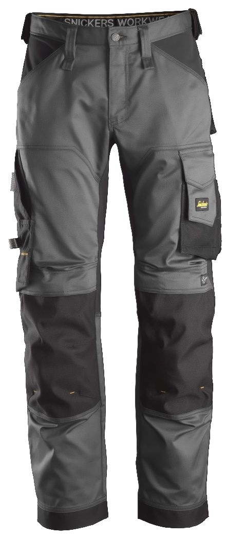 Snickers Workwear - 6351 Pantalones largos de trabajo elásticos ajuste holgado AllroundWork Loose Fit color gris acero/ negro - Ferrotecnia