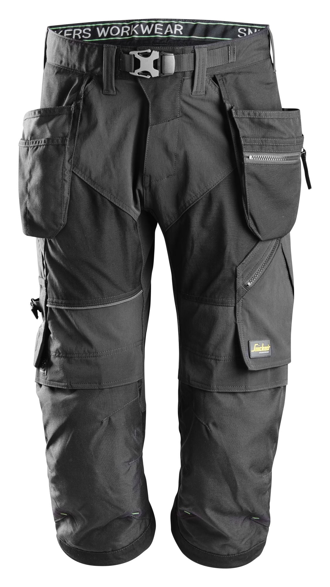 Snickers Workwear - 6905 Pantalón pirata de trabajo FlexiWork+ negro con bolsillos flotantes - Ferrotecnia