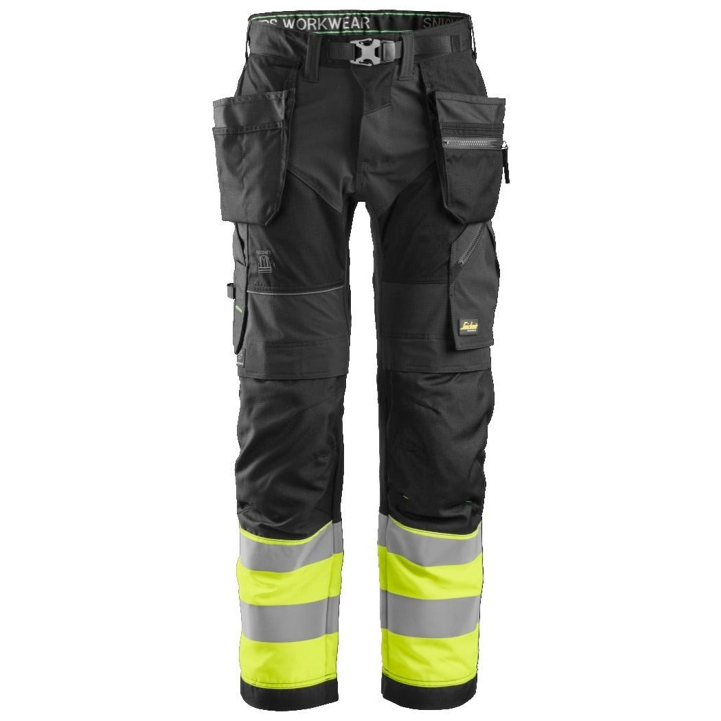Snickers Workwear 69310466050 - Pantalon Flot.Pocket FW+ Haute Visibilité CL1 noir-jaune AVT50