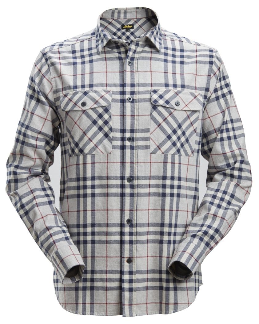 Snickers Workwear - 8516 Camisa de manga larga de franela de cuadros AllroundWork ceniza/ rojo - Ferrotecnia