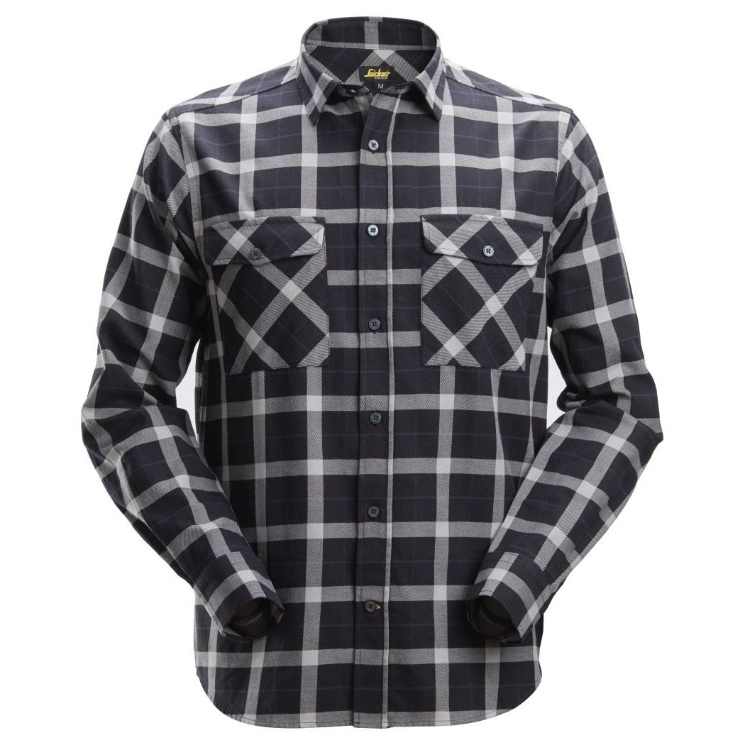 Snickers Workwear 85160418007 - Long-sleeved plaid flannel shirt, black and gray, size XL