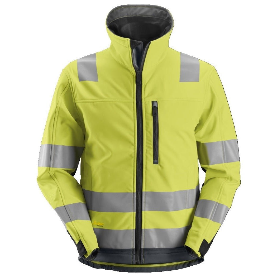 Snickers Workwear - 1230 Chaqueta Softshell de alta visibilidad clase 3 AllroundWork amarillo/ gris acero