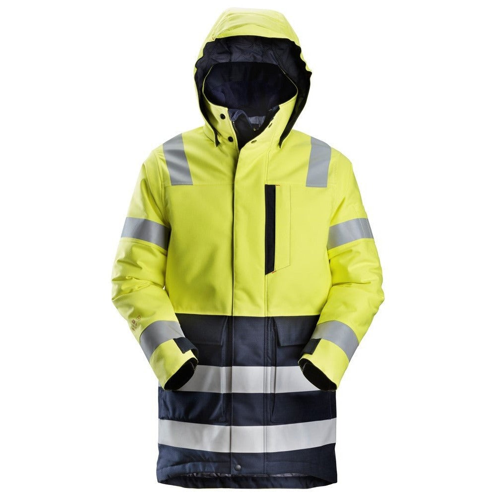 Snickers Workwear - 1860 Parka con aislamiento ProtecWork de alta visibilidad clase 3 amarillo-azul marino