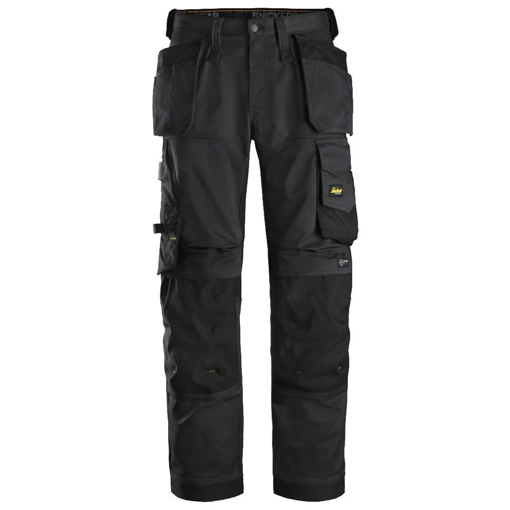 Snickers Workwear - 6251 Pantalones largos de trabajo elásticos ajuste holgado AllroundWork Loose Fit con bolsillos flotantes color negro