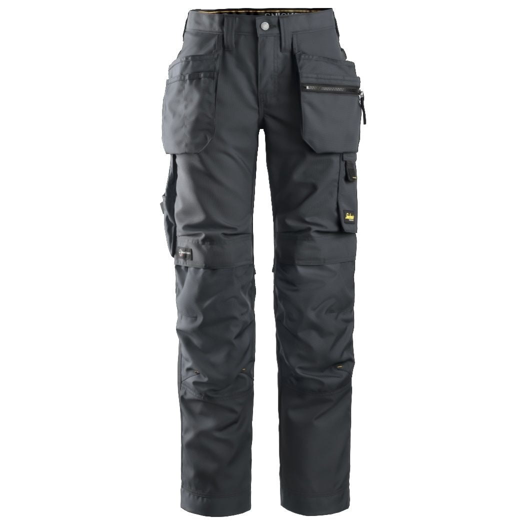 Snickers Workwear 6701 Women's Long Work Trousers with Floating Pockets AllroundWork Steel Grey/Black