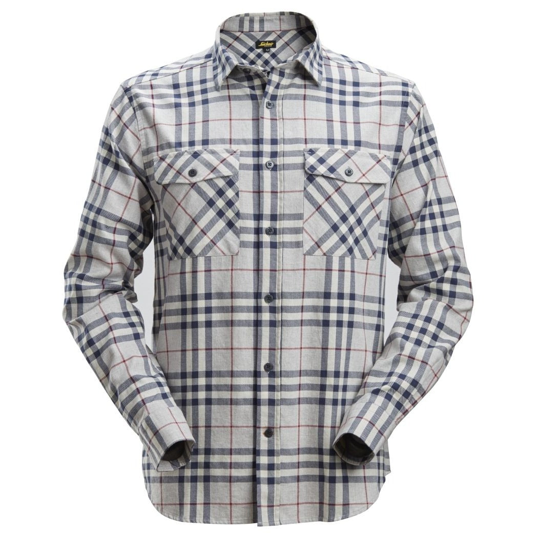 Snickers Workwear - 8516 AllroundWork Check Flannel Long Sleeve Shirt Ash/Red