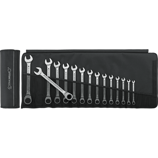 Stahlwille 96411715 - 8-24 Ratchet Combination Wrench Set, 15 Pieces