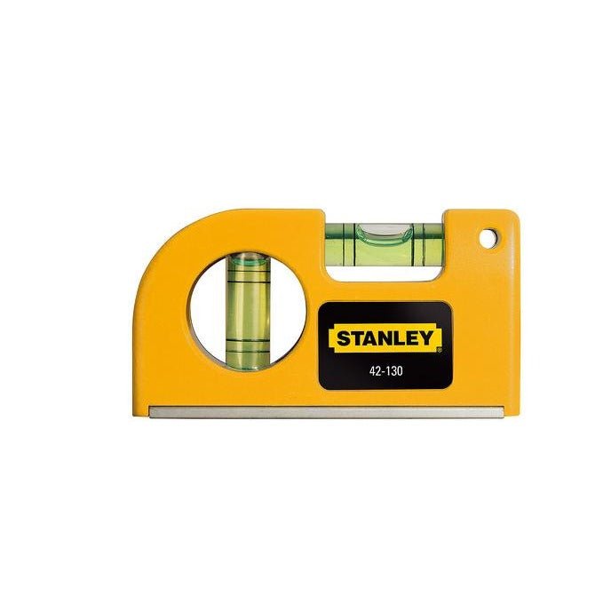 STANLEY 0-42-130 Nivel de Bolsillo, con 2 Burbujas, Estructura Compacta de Aluminio, Base Magnética, Precisión 2 mm/m, Ancho 11.5 cm, Altura 2 cm, Peso 0.09 kg - Ferrotecnia
