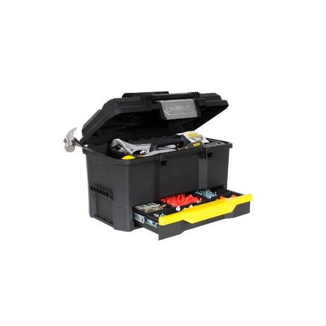STANLEY 1-70-316 - Caja de herramientas 19"/40.5 cm con autocierre y cajón, Negro, Amarillo - Ferrotecnia