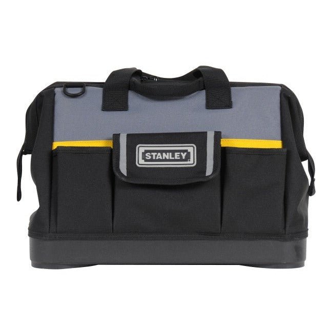 Stanley 1-96-183 - Bolsa para Herramientas de Gran Abertura con Cremallera, 44.7 x 27.5 x 23.5 cm, Base Reforzada, Negro/ Gris, 40.6 cm - Ferrotecnia