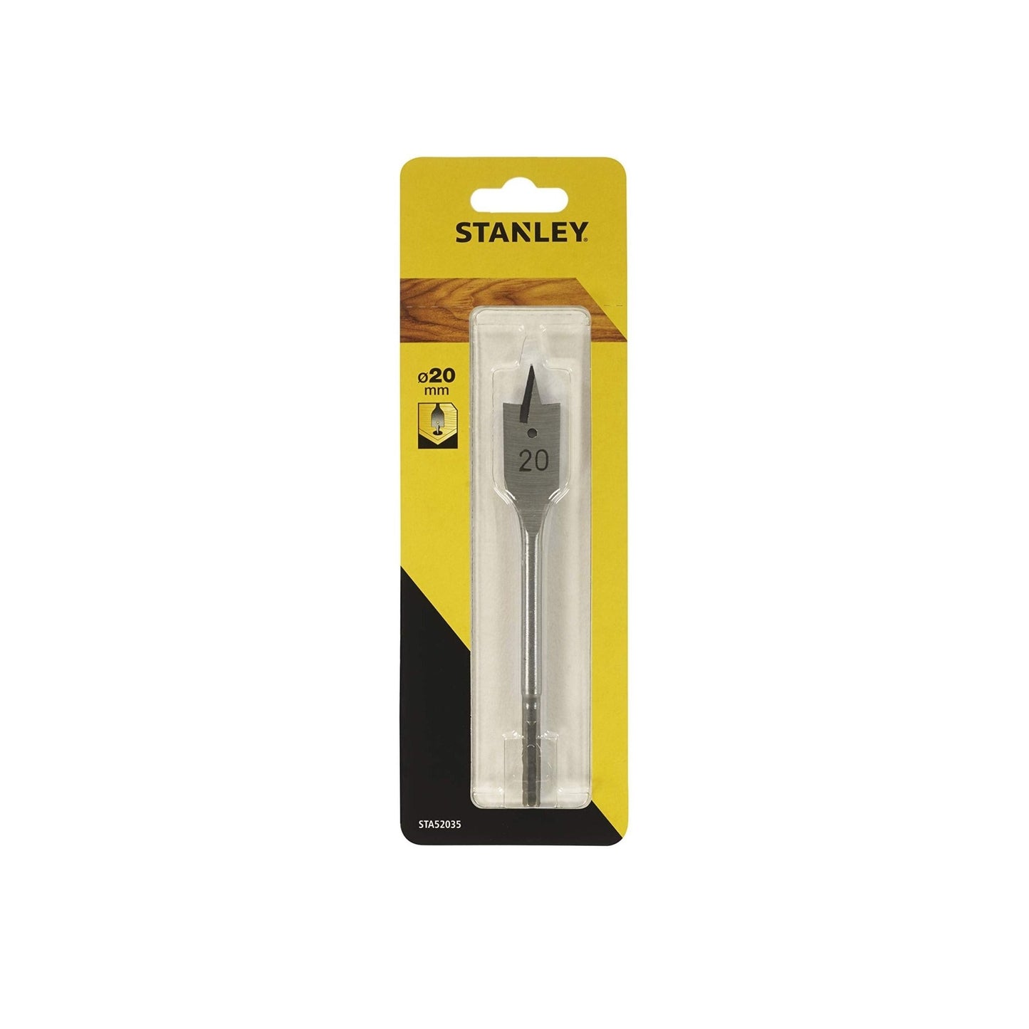Stanley Accesorios Sta52035-Qz Broca de Pala al Cromo-Vanadio con Punta de Centrar y Bordes Afilados para Madera, diam 20 mm - Ferrotecnia