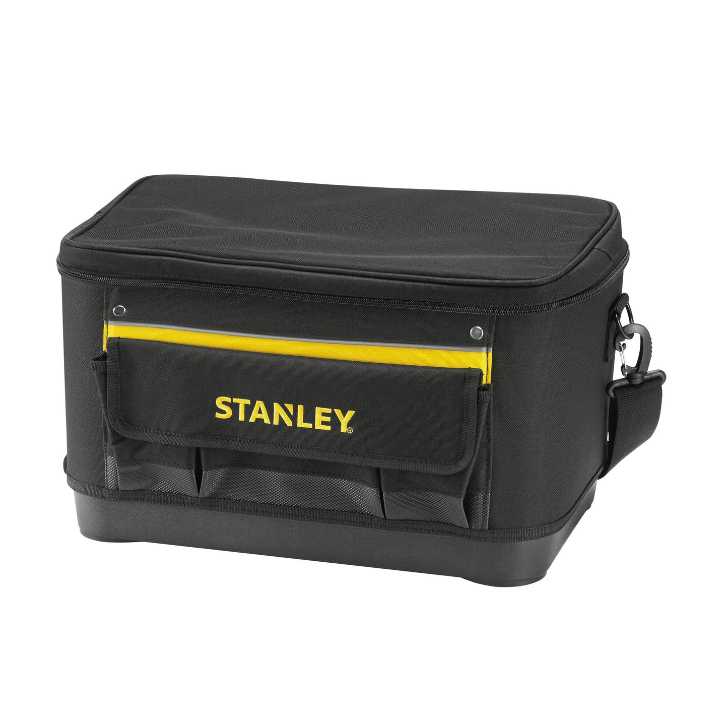 STANLEY Bolsa con tapa plana, base reforzada, múltiples compartimentos, tejido resistente 600x600 denier, bolsillo frontal con tapa, asa ajustable, 44,7x26,2x25,1 cm, 1-96-193