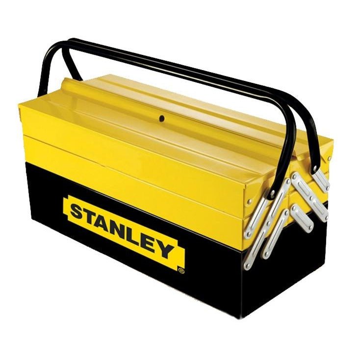 STANLEY - Caja de herramientas metálica de 5 cajones, Gran volumen de almacenamiento, Dos asas con bisagra, Sistema antipinzamiento, Dimensiones: 47.70 x 25.70 x 22.10 cm, 1-94-738 - Ferrotecnia