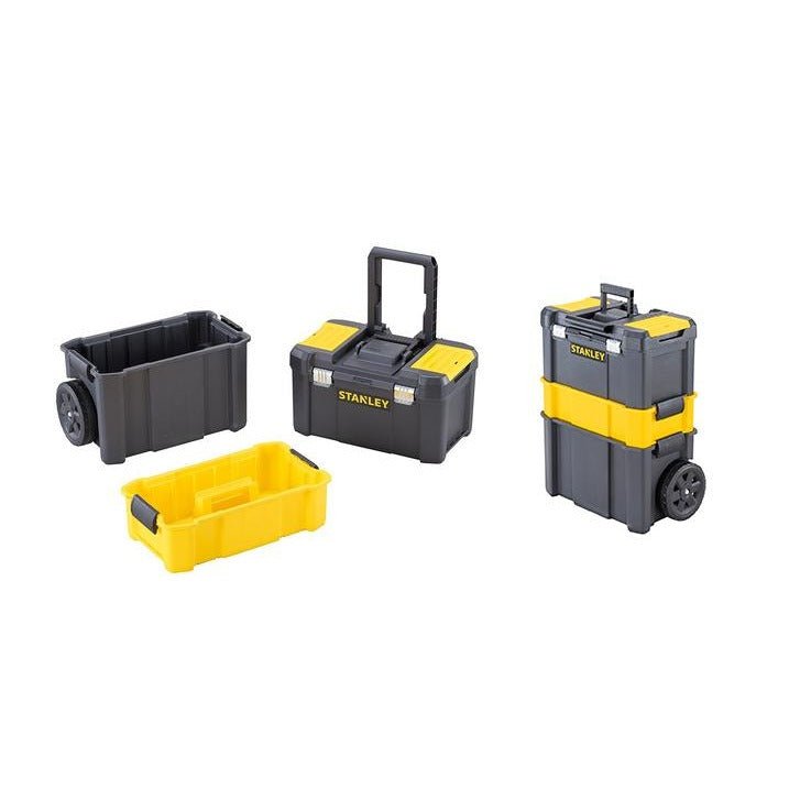 STANLEY Caja de Herramientas Rodante Esencial, Taller Móvil 3 en 1 con Unidades Apilables, Solución Portátil para Herramientas, STST1-80151. - Ferrotecnia