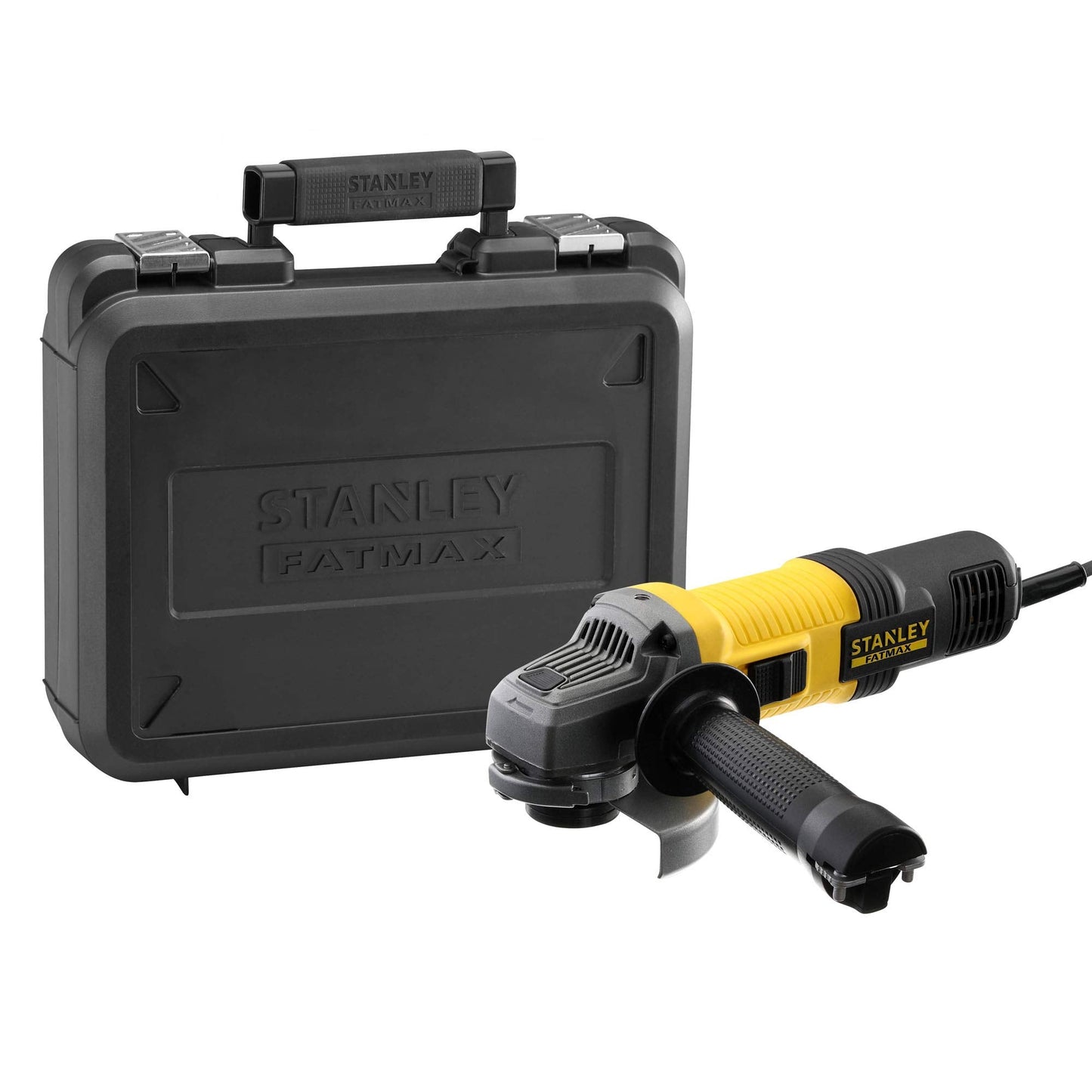 Stanley FatMax FMEG210K-QS - Amoladora 115 mm Eléctrica de 850 W, 12.000 rpm, Incluye Maletín, Negro/Amarillo