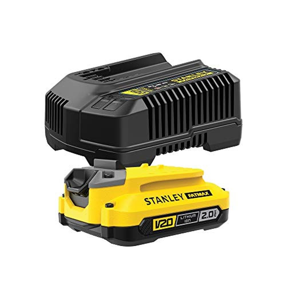 STANLEY Fatmax Paquete Cargador V20 Li-Ion 18V 2A y Adaptador Para Herramientas Con 1 Batería 2AH