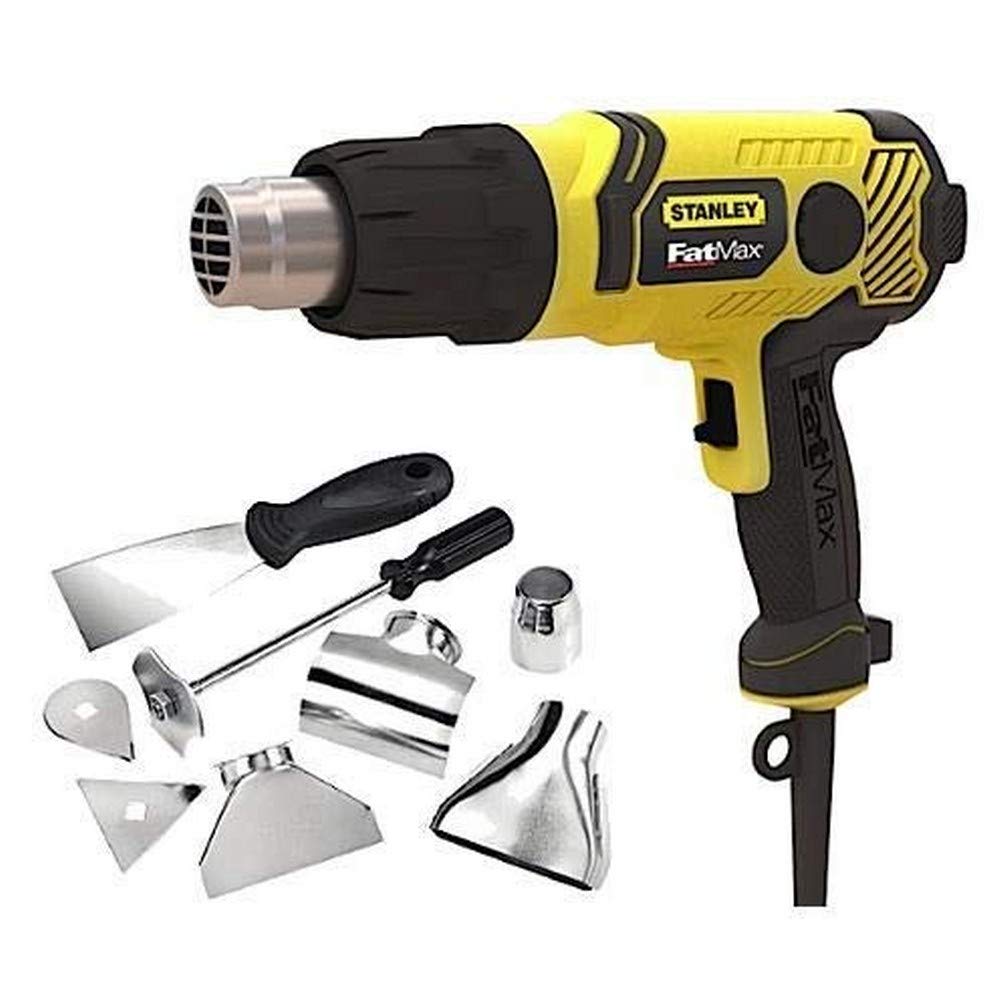 STANLEY FATMAX Pistola de Aire Caliente 2.000W, Decapador hasta 600°C, Control de Temperatura Variable, Empuñadura Engomada, Incluye Maletín de Transporte y 8 Accesorios, FME670K-QS