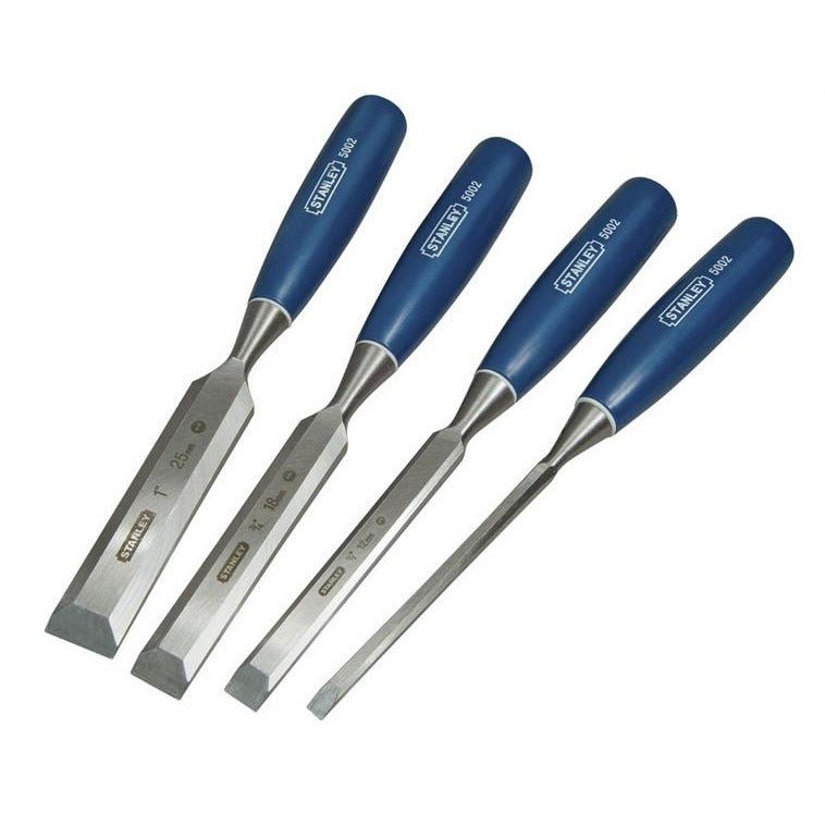 Stanley - Juego de Cinceles 4 pcs. (6 12 18 25 mm) Seria 5002, Color Azul - Ferrotecnia