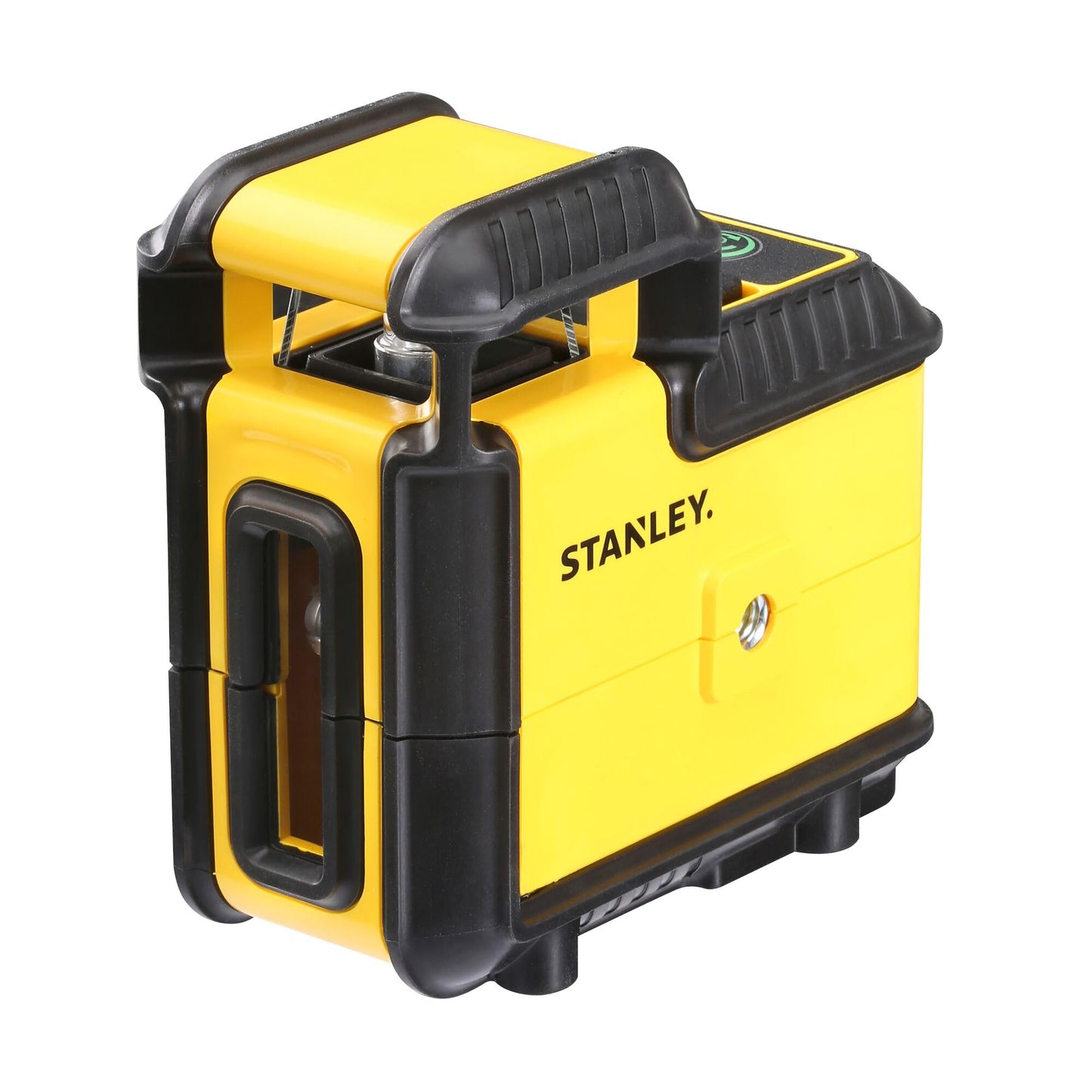 STANLEY Nivel Láser Línea 360° y Línea Vertical, Luz Verde, IP50 Impermeable, Rosca Doble 1/4", Alcance 25m, Precisión +/- 4mm, Revestimiento Reforzado, Bloqueo de Péndulo, STHT77594-1
