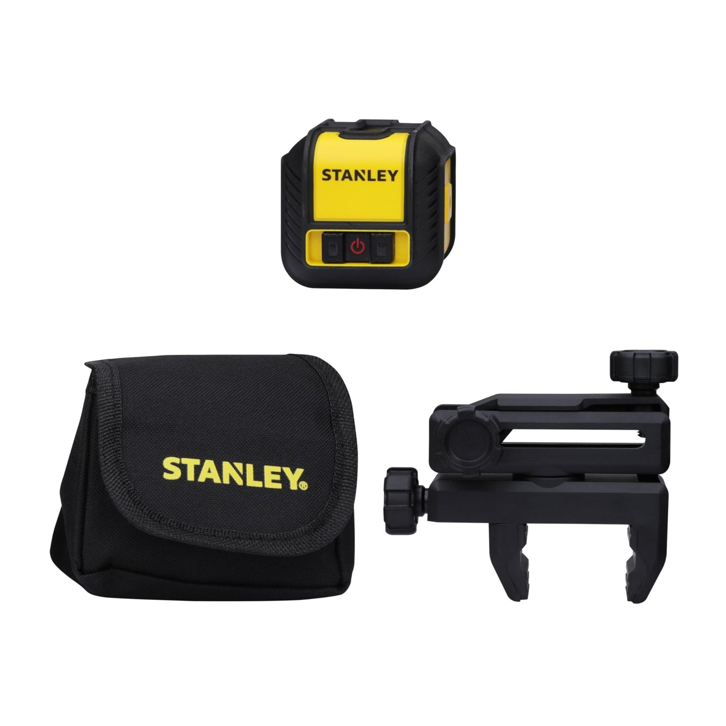 STANLEY Nivel Láser Rojo Cubix, Alcance 12m, Precisión 0,6mm/m, Autonivelante, Líneas Cruzadas, Bloqueo Péndulo, Soporte de Pared Multiposición, Pilas y Bolsa, STHT77498-1