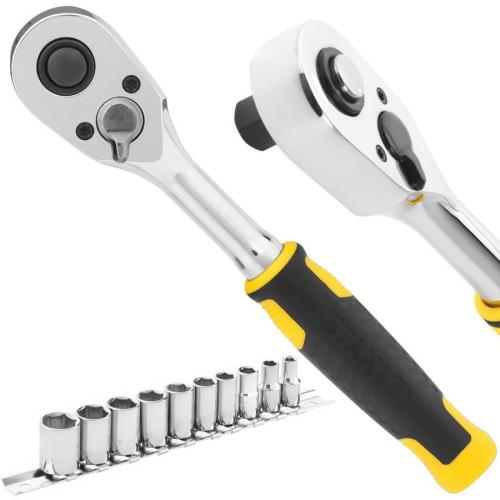 STANLEY STMT82666-0 - Juego de trinquete 1/4" 72 dientes y 10 vasos