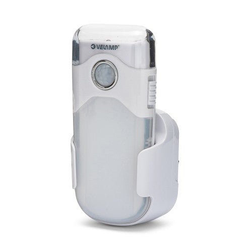 Velamp R720H - Punto de luz con detección de presencia + luz de emergencia + linterna LED con enchufe europeo horizontal NIGHT GUARD 2 - Ferrotecnia